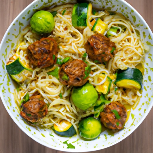 Keto Air Fryer Zucchini Noodles with Meatballs